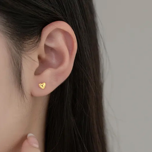 Heart Shape Ear Studs Gold