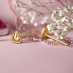 Heart Shape Ear Studs Gold