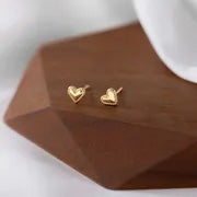 Heart Shape Ear Studs Gold