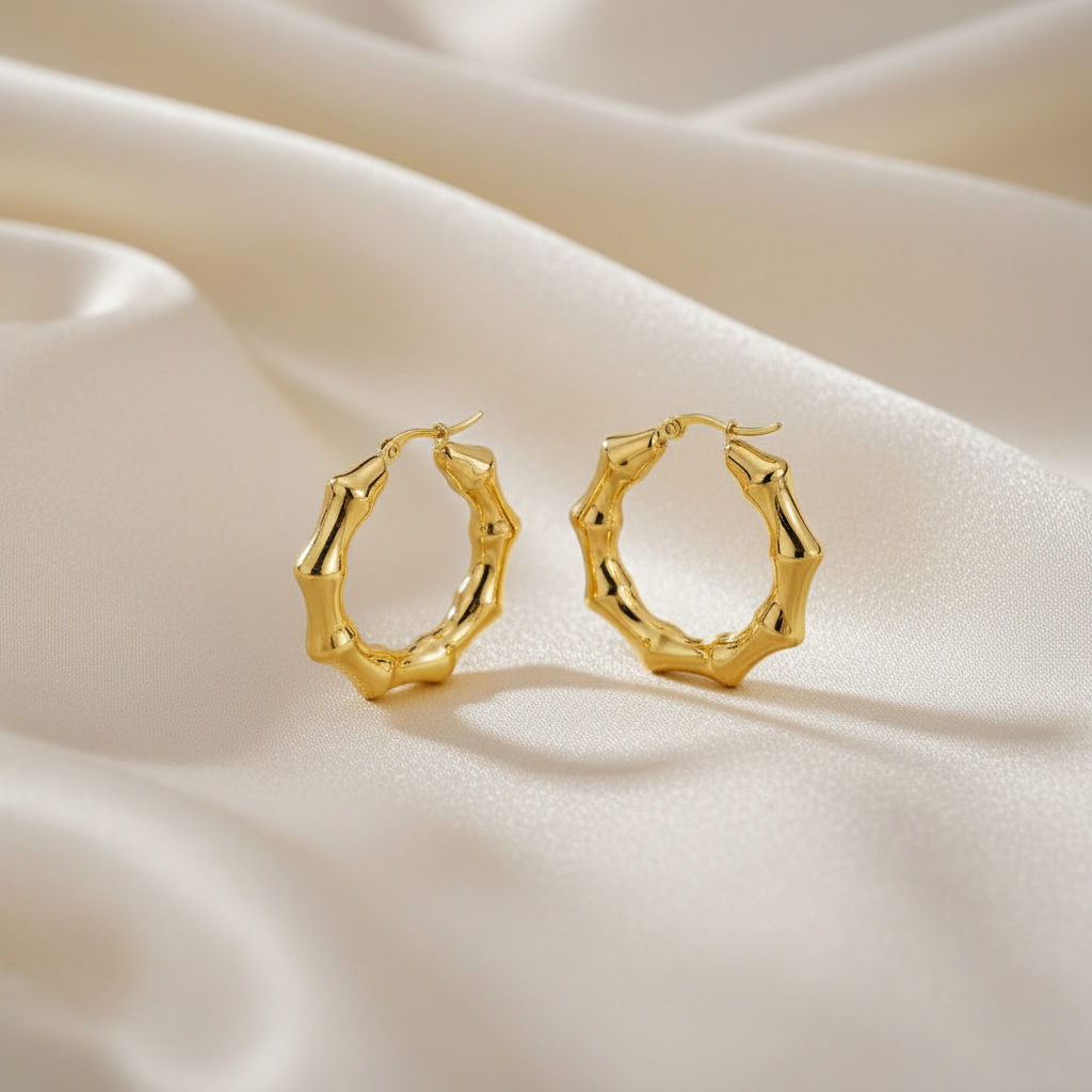 Bamboo Earrings 18K Gold